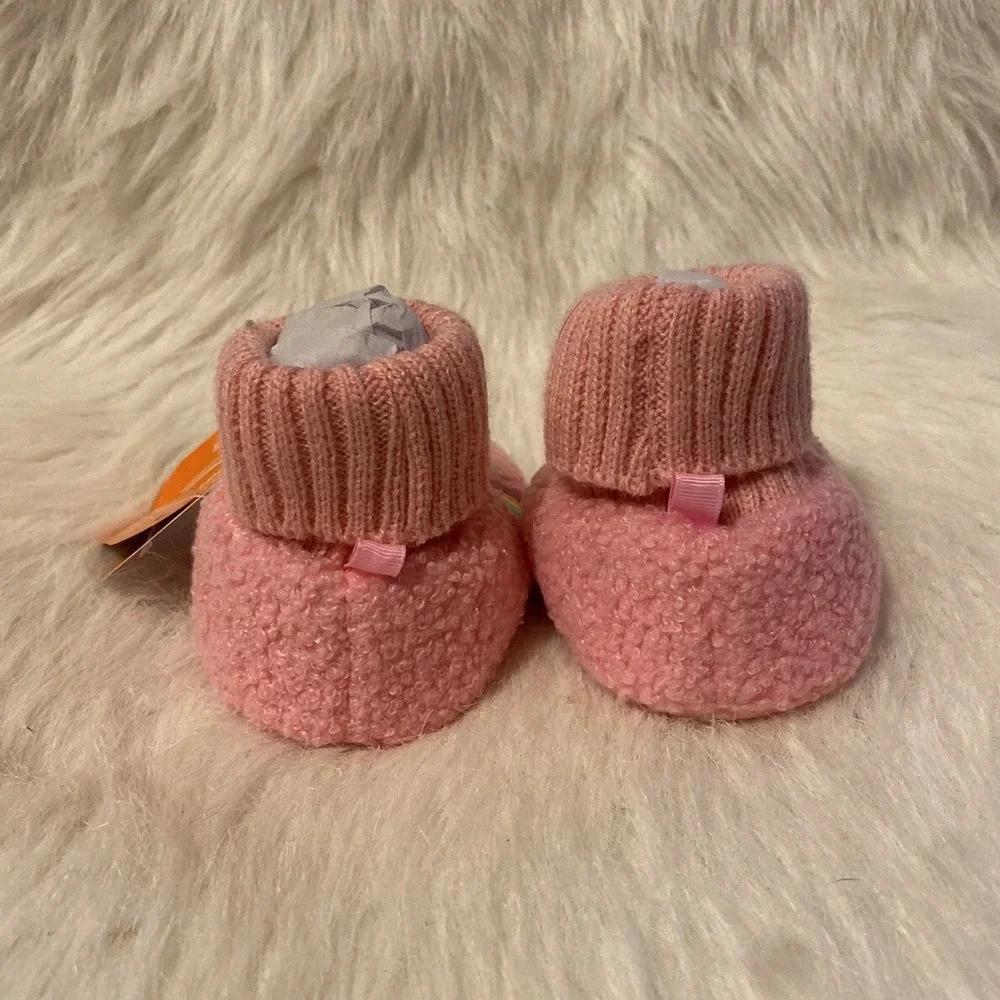 Wonder Nation Slippers Girls Size 5 Pink Fuzzy Rainbow Bootie Shoes 12-18 Months